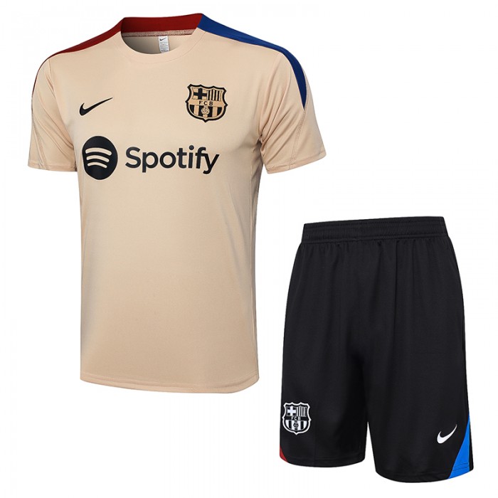 23/24 Barcelona Training Khaki Jersey Kit short Sleeve (Shirt + Short)-7496520
