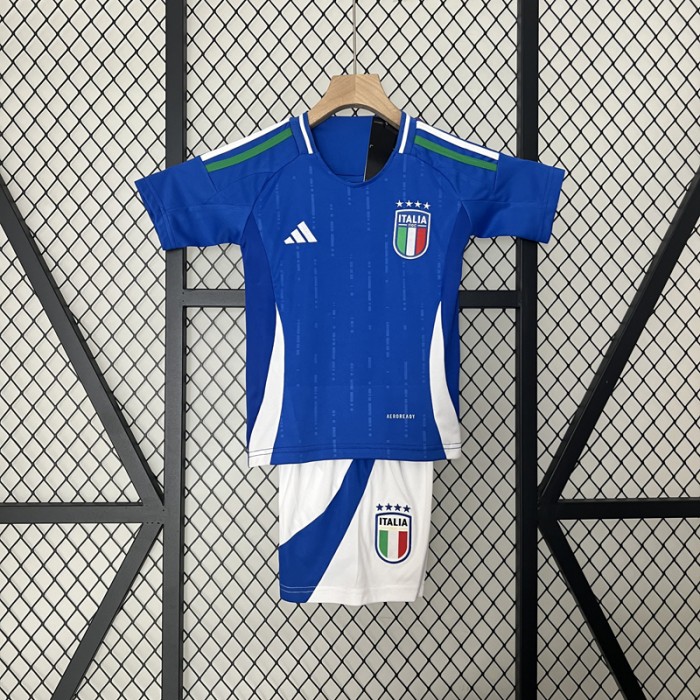 2024 Kids Italy Home Blue Kids Jersey Kit short Sleeve (Shirt + Short)-1753089
