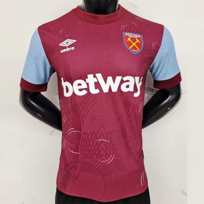 23/24 West Ham United Home Wine Red Jersey Kit short sleeve (Player Version)-9427687