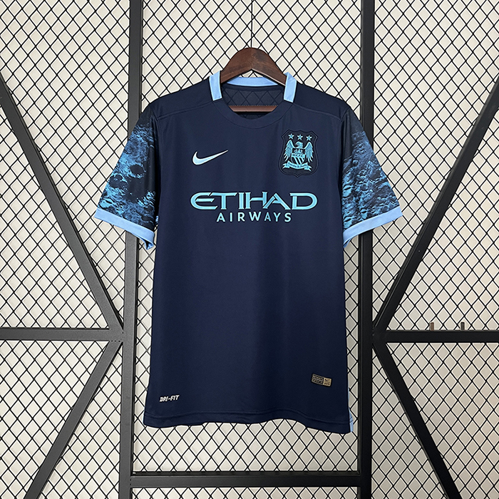 Retro 15/16 Manchester City Away Navy Blue Jersey Kit short sleeve-1334185