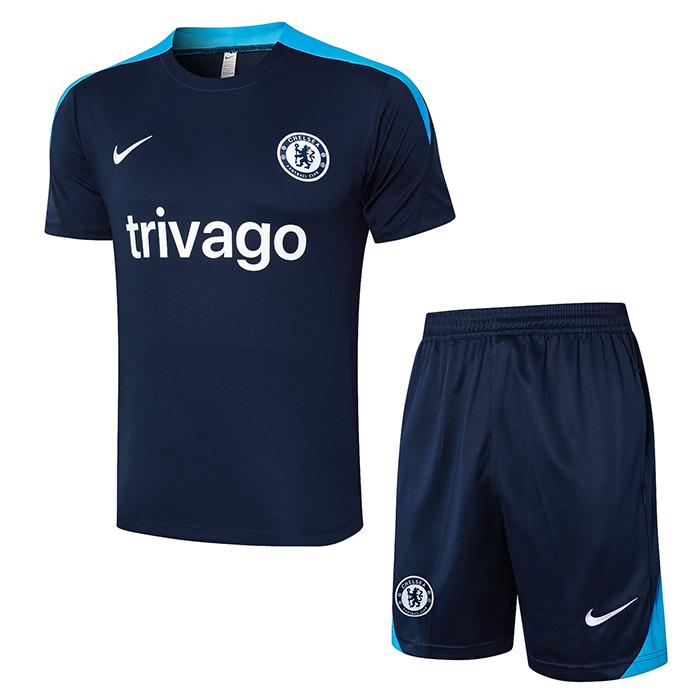 23/24 Chelsea Training Navy Blue Jersey Kit short Sleeve (Shirt + Short)-3762384