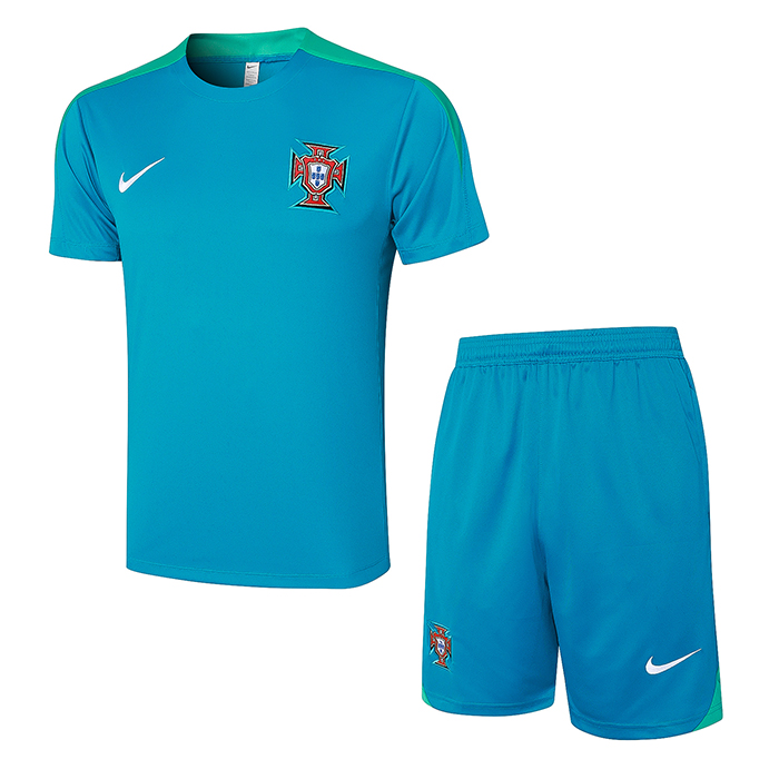 2024 Portugal Training Blue Jersey Kit short Sleeve (Shirt + Short)-876054