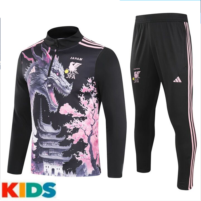 2024 Kids Japan Black Pink Kids Edition Classic Jacket Training Suit (Top+Pant)-4294401