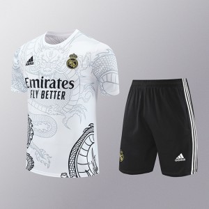 24/25 Real Madrid Training White Gray Jersey Kit short Sleeve (Shirt + Short)-3380774