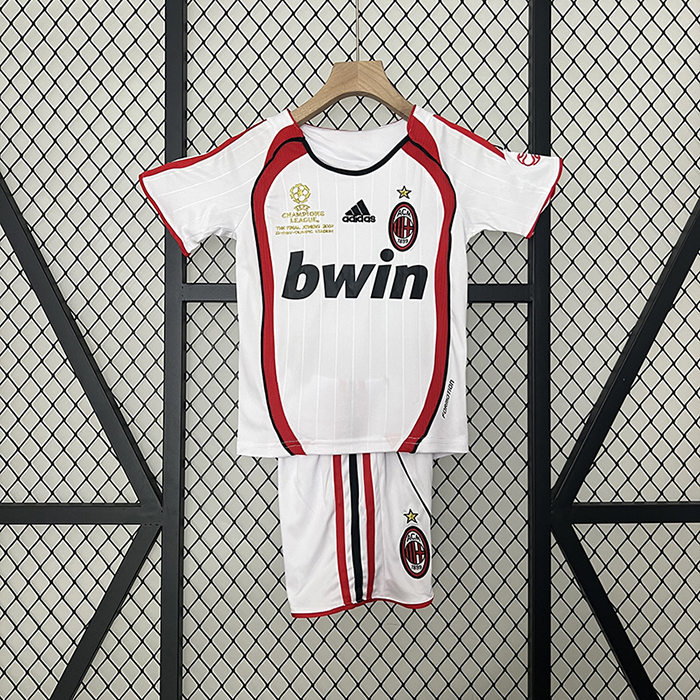 Retro kids 06/07 AC Milan Champions League Away White Red Kids Jersey Kit short Sleeve (Shirt + Short)-2001668