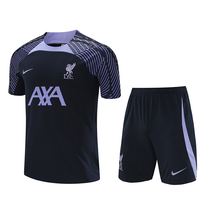 23/24 Liverpool Training Black Jersey Kit short Sleeve (Shirt + Short)-7400874
