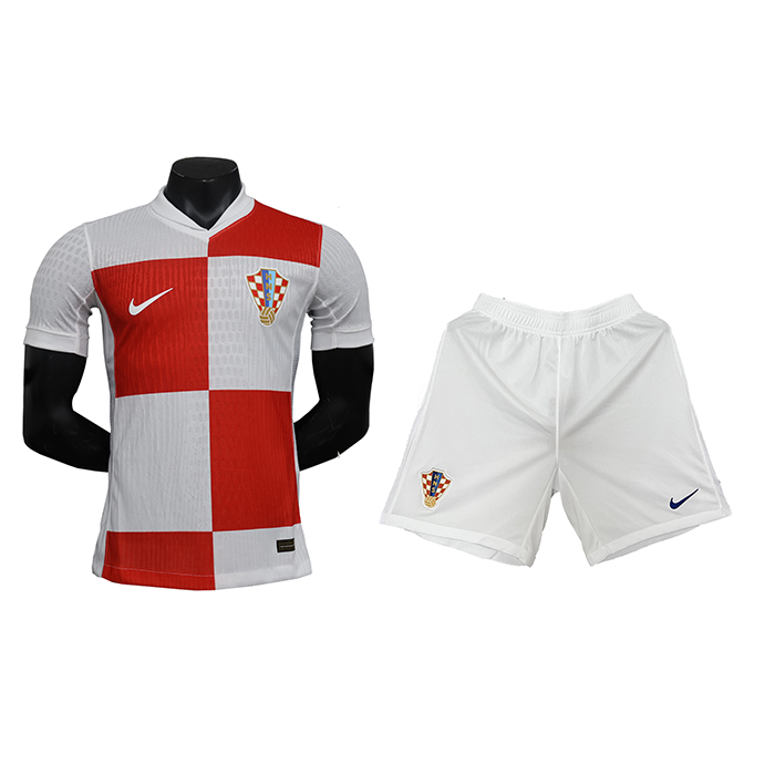 2024 Croatia Home Red White Jersey Kit short Sleeve (Shirt + Short) (Player Version)-7208824