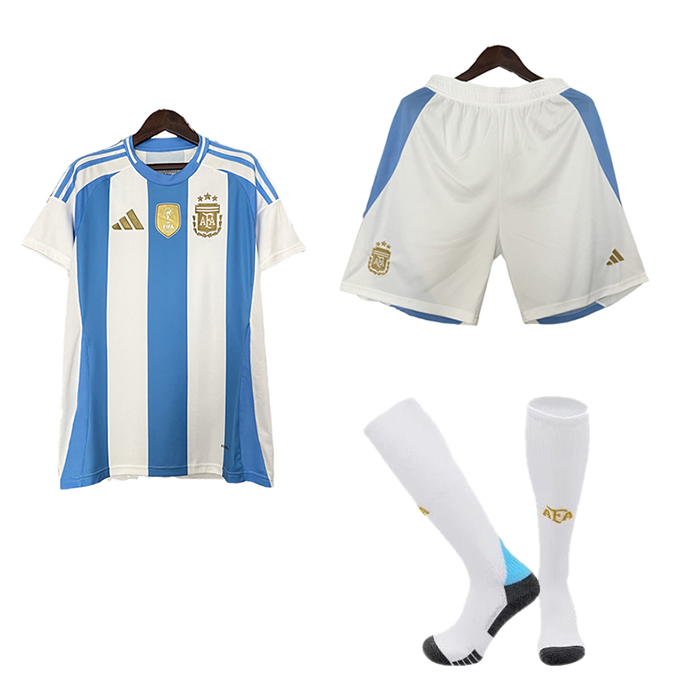 2024 Argentina Home White Blue Jersey Kit short Sleeve (Shirt + Short + Socks)-9073199