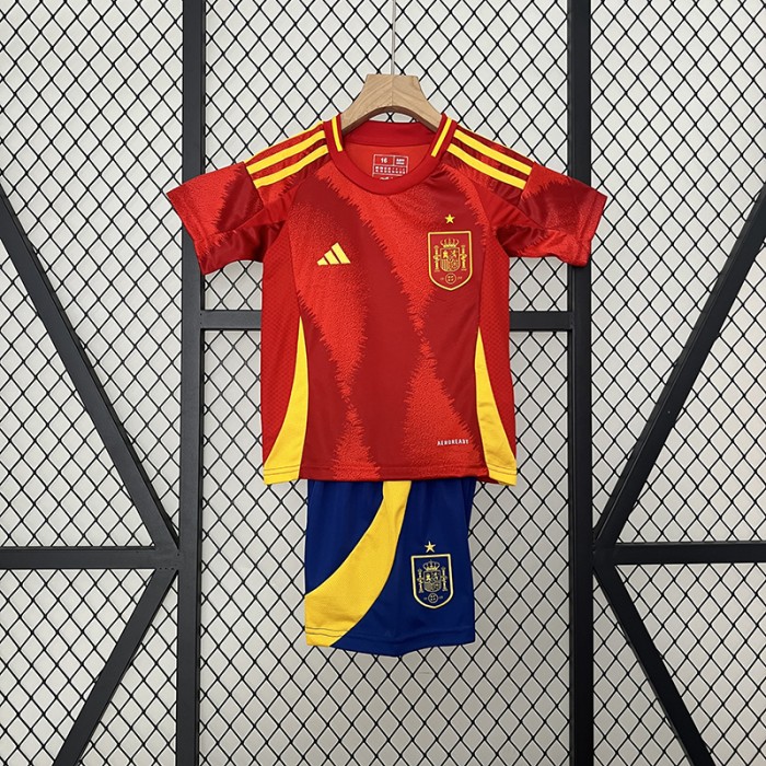 2024 Kids Spain Home Red Kids Jersey Kit short sleeve (Shirt + Short)-2755404