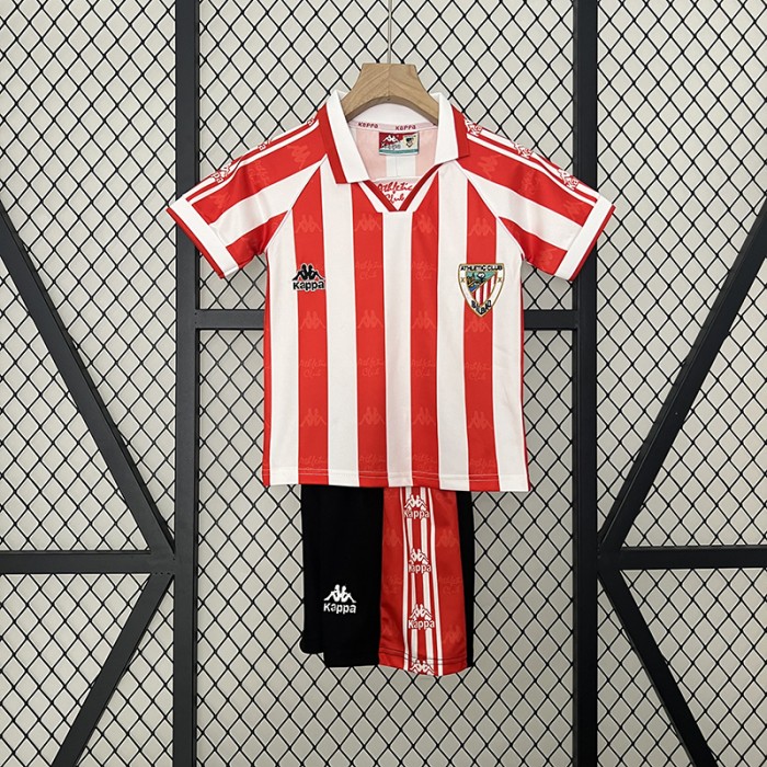 Retro 95/97 Kids Athletic Bilbao Home White Red Kids Jersey Kit short sleeve (Shirt + Short)-626285