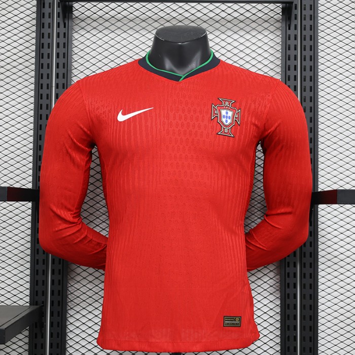 2024 Portugal Home Red Jersey Kit Long sleeve (Player Version)-9916116