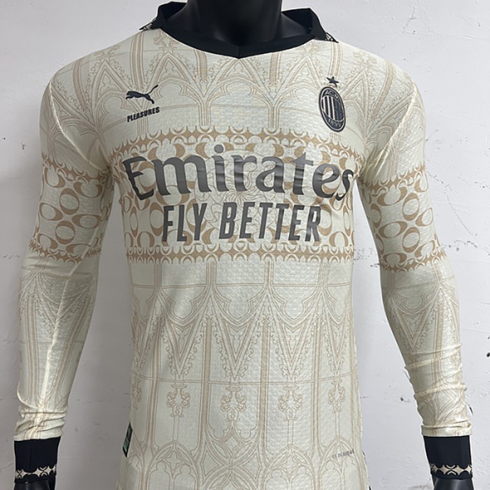 23/24 AC Milan Beige Khaki Jersey Kit Long sleeve (Player Version)-522472